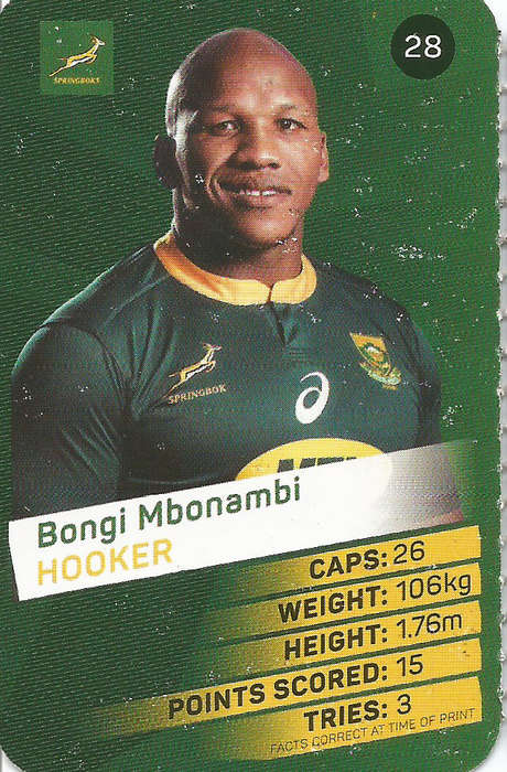 BONGI MBONAMBI -  2019 Pick n Pay Rugby World Cup  COLLECTION CARD 28