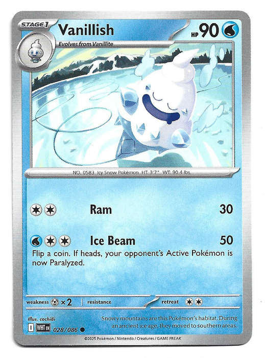 VANILLISH - COMMON  28/86 POKEMON TCG WHITE FLARE TRADING CARD