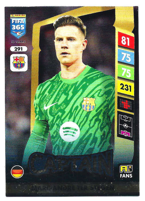 MARC ANDRE TER STEGEN - PANINI FIFA 365 COLLECTION 2025 - FOIL "CAPTAIN" TRADING CARD 291