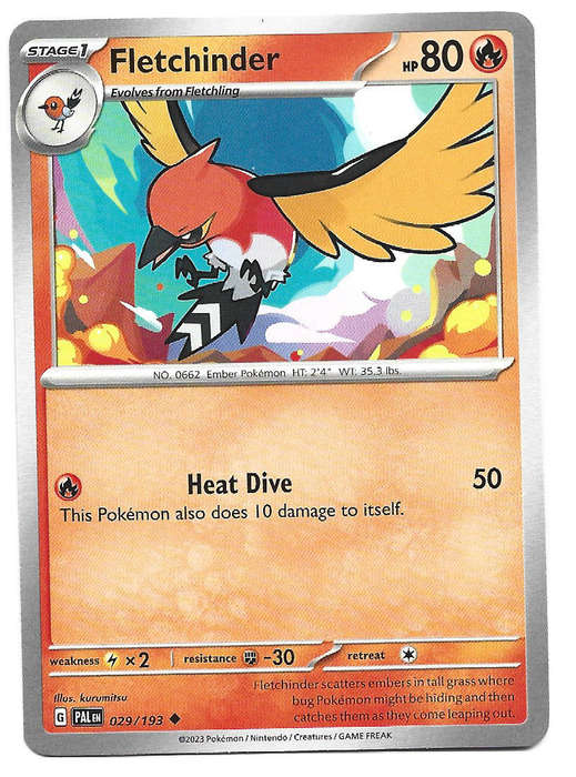 FLETCHINDER - UNCOMMON  29/193  POKEMON TCG S&V PALDEA EVOLVED TRADING CARD