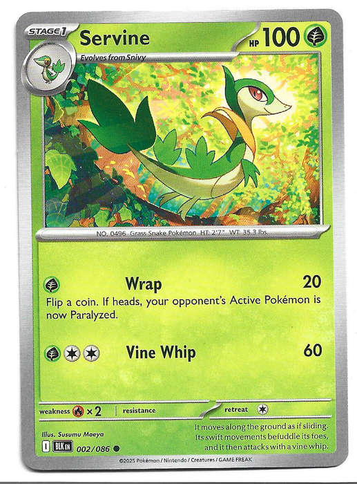 SERVINE - COMMON  2/86 POKEMON TCG BLACK BOLT TRADING CARD