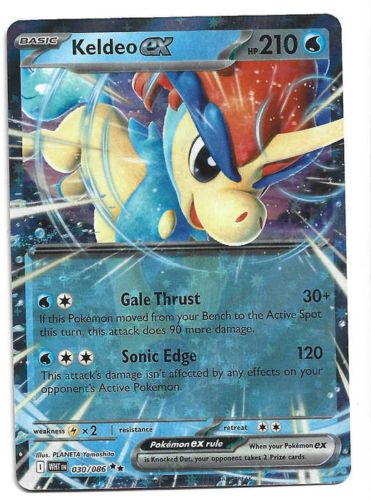 KELDEO EX - HOLO D/RARE  30/86 POKEMON TCG WHITE FLARE TRADING CARD