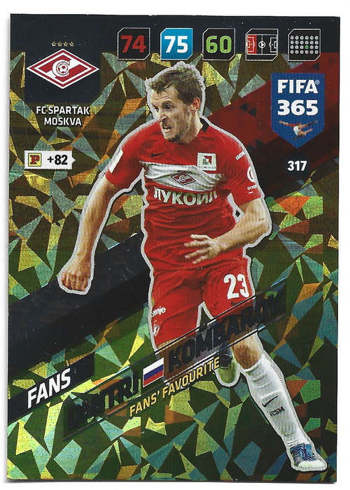 DMITRI KOMBAROV - PANINI `FIFA 365 2018` COLLECTION - FOIL `FANS FAVOURITE` TRADING CARD 317