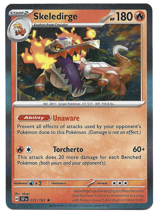 SKELEDIRGE  - POKEMON TCG SURGING SPARKS  HOLO RARE  31/191 TRADING CARD