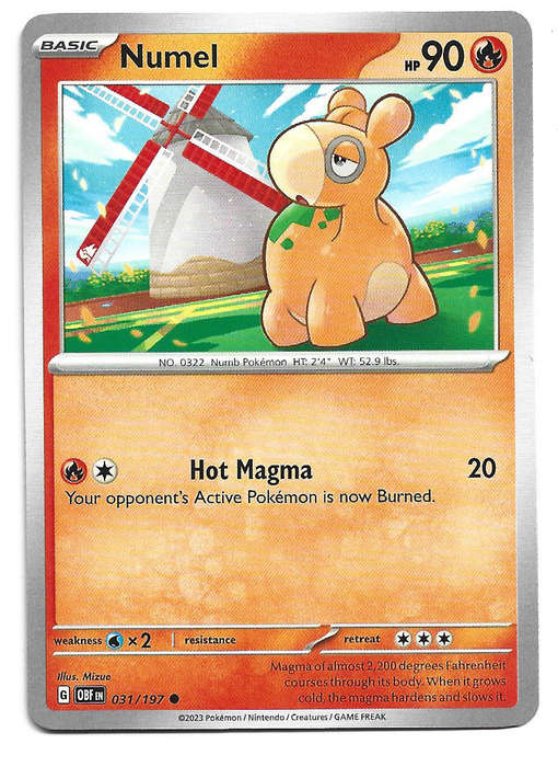 NUMEL -  COMMON  31/197  POKEMON TCG OBSIDIAN FLAMES TRADING CARD