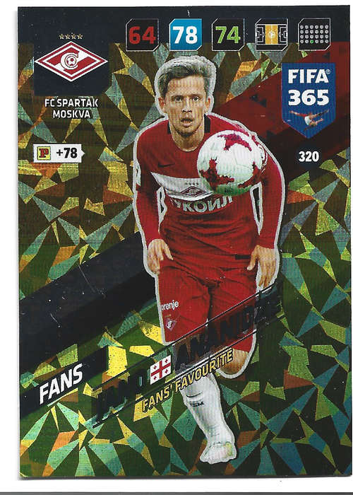 JANO ANANIDZE - PANINI `FIFA 365 2018` COLLECTION - FOIL `FANS FAVOURITE` TRADING CARD 320