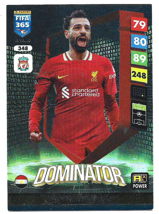MOHAMED SALAH - PANINI FIFA 365 COLLECTION 2025 - FOIL "DOMINATOR" TRADING CARD 348