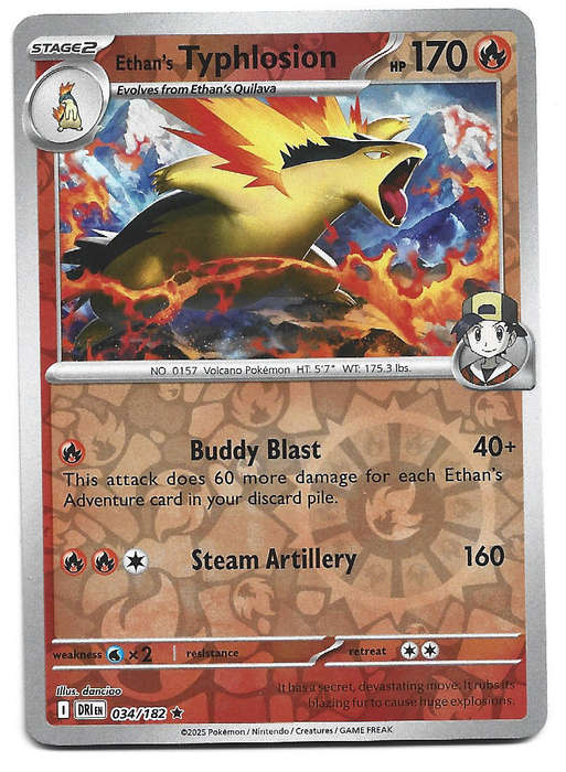 ETHAN's TYPHLOSION  - REVERSE HOLO  34/182  POKEMON TCG DESTINED RIVALS TRADING CARD