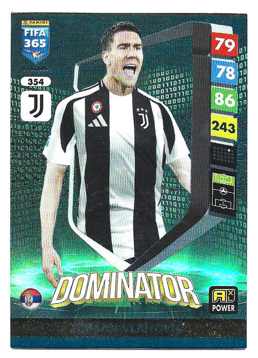 DUSAN VLAHOVIC - PANINI FIFA 365 COLLECTION 2025 - FOIL "DOMINATOR" TRADING CARD 354