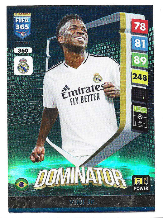 VINICIUS Jr - PANINI FIFA 365 COLLECTION 2025 - FOIL "DOMINATOR" TRADING CARD 360