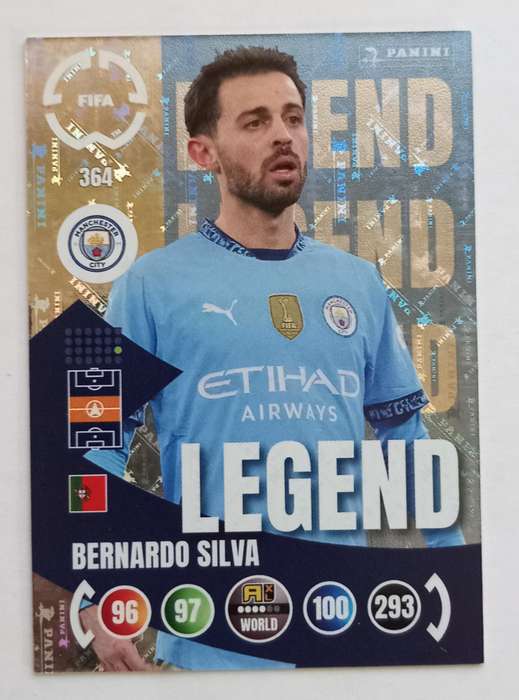BERNARDO SILVA - PANINI CLUB WORLD CUP 2025 - RARE FOIL LEGEND TRADING CARD 364