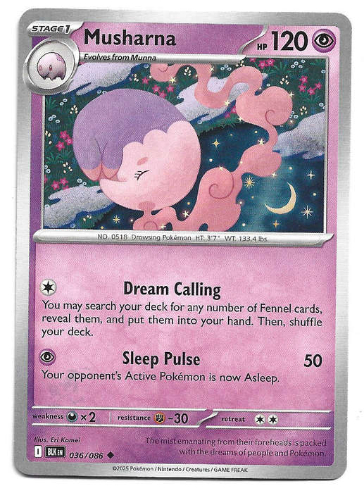 MUSHARNA - UNCOMMON  36/86 POKEMON TCG BLACK BOLT TRADING CARD