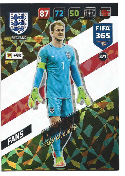 JOE HART - PANINI `FIFA 365 2018` COLLECTION - FOIL `FANS FAVOURITE` TRADING CARD 371