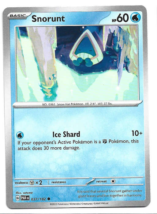 SNORUNT - POKEMON TCG PARADOX RIFT   37/182  COMMON TRADING CARD