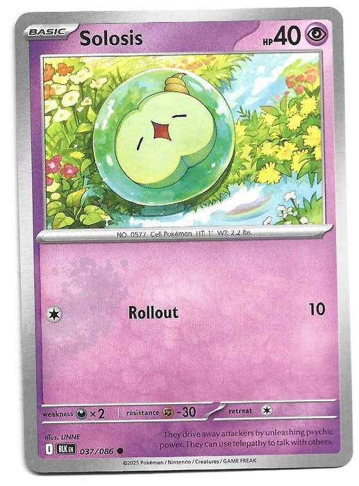 SOLOSIS - COMMON   37/86 POKEMON TCG BLACK BOLT TRADING CARD