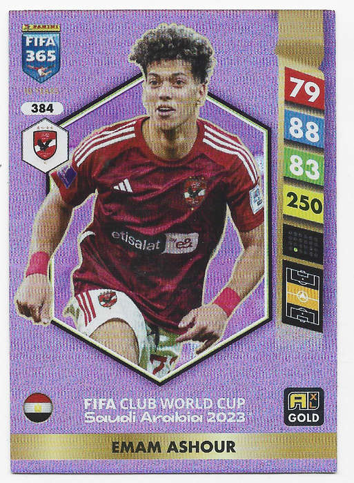 EMAN ASHOUR - PANINI FIFA 365 COLLECTION 2025 - FOIL "FIFA CLUB WORLD CUP" TRADING CARD 384