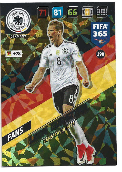 LEON GORETZA - PANINI `FIFA 365 2018` COLLECTION - FOIL `FANS FAVOURITE` TRADING CARD 390