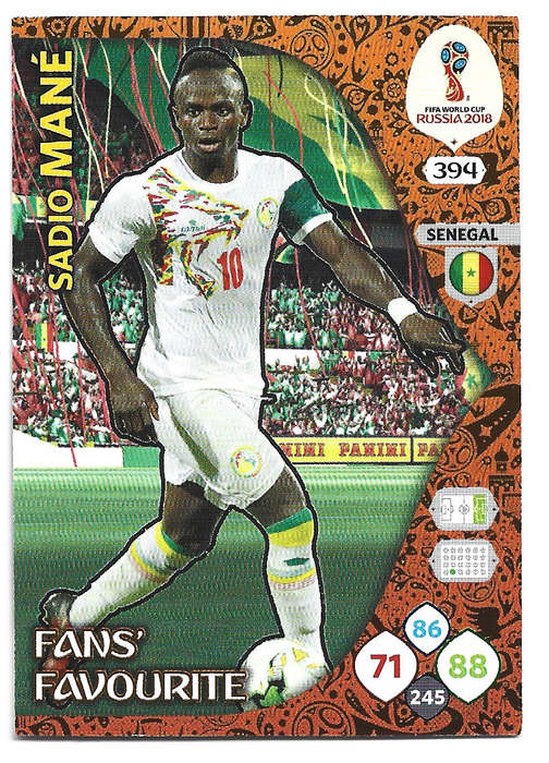 SADIO MANE - PANINI FIFA WORLD CUP 2018 RUSSIA - FOIL `FANS FAVOURITE` TRADING CARD 394