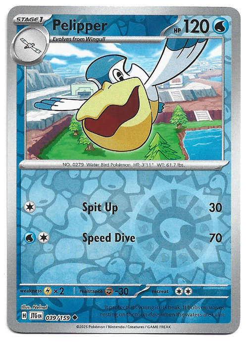 PELIPPER - REVERSE HOLO  39/159 POKEMON TCG JOURNEY TOGETHER TRADING CARD