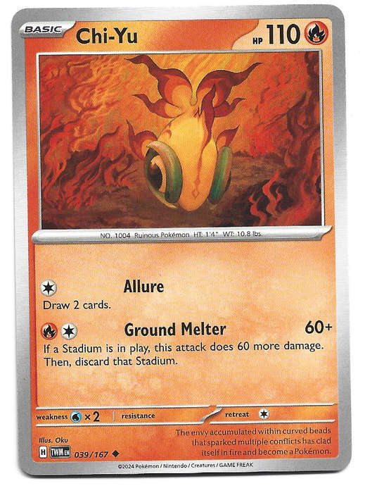 CHI YU - POKEMON TWILIGHT MASQUERADE COMMON  39/167 TRADING CARD