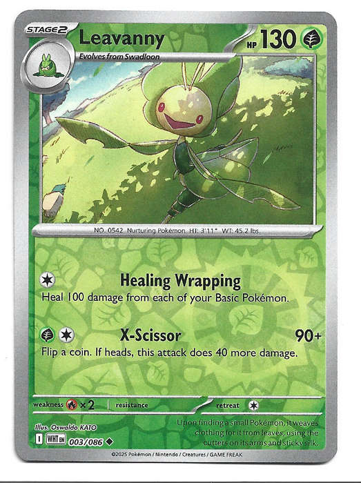 LEAVANNY - REVERSE HOLO  3/86 POKEMON TCG WHITE FLARE TRADING CARD