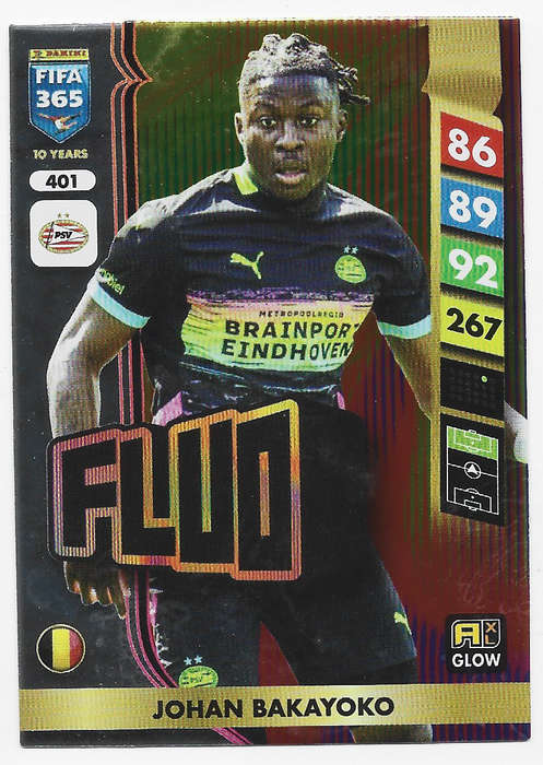 JOHAN BAKAYOKO - PANINI FIFA 365 COLLECTION 2025 - FOIL "FLUO" TRADING CARD 401