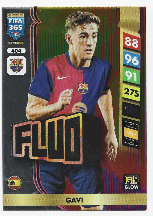 GAVI - PANINI FIFA 365 COLLECTION 2025 - FOIL "FLUO" TRADING CARD 404
