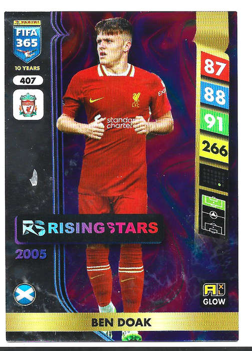 BEN DOAK- PANINI FIFA 365 COLLECTION 2025 - FOIL "RISING STARS" TRADING CARD 407