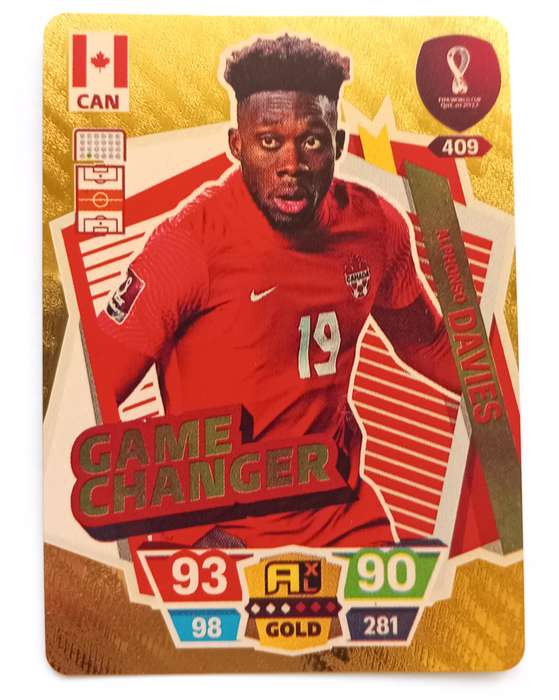 ALPHONSO DAVIES - WORLD STARS FIFA WORLD CUP 2022 - GOLD GAME CHANGER CARD 409