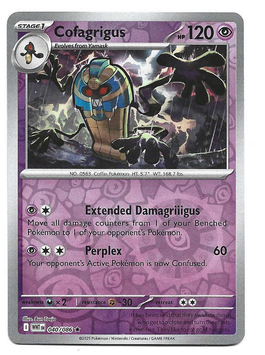 COFAGRIGUS - REVERSE HOLO  40/86 POKEMON TCG WHITE FLARE TRADING CARD