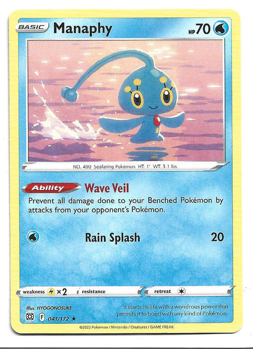 MANAPHY - COMMON RARE  41/172 POKEMON TCG BRILLIANT STARS TRADING CARD