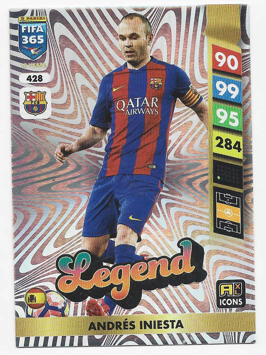 ANDRES INIESTA - PANINI FIFA 365 COLLECTION 2025 - RARE FOIL "LEGEND" TRADING CARD 428