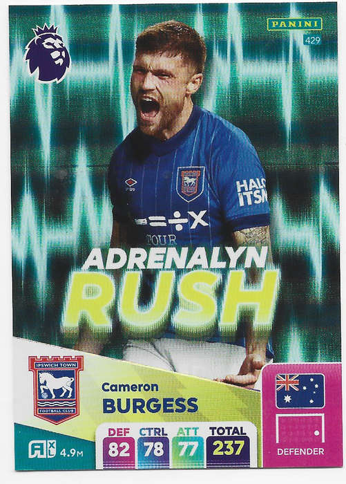 CAMERON BURGESS -  PANINI English Premier League 2024/25 - FOIL "ADRENALYN RUSH" TRADING CARD 429
