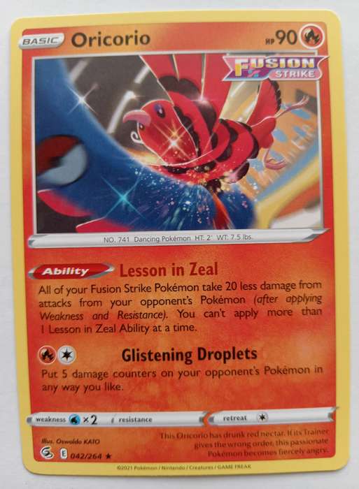 ORICORIO - COMMON  RARE 42/264  POKEMON TCG FUSION STRIKE TRADING CARD