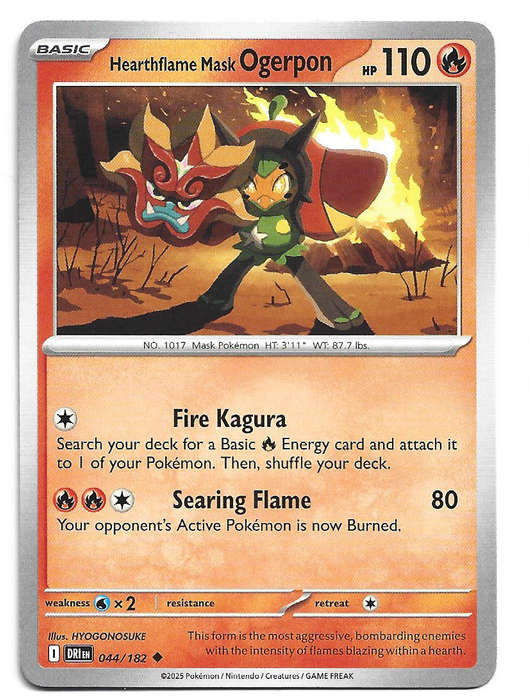 HEARTHFLAME MASK OGERPON - UNCOMMON  44/182  POKEMON TCG DESTINED RIVALS TRADING CARD