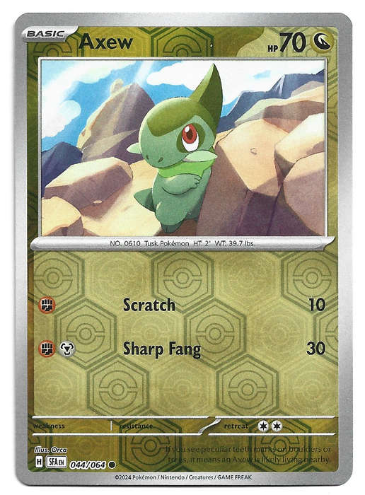 AXEW - REVERSE HOLO   44/64 POKEMON SHROUDED FABLE TRADING CARD
