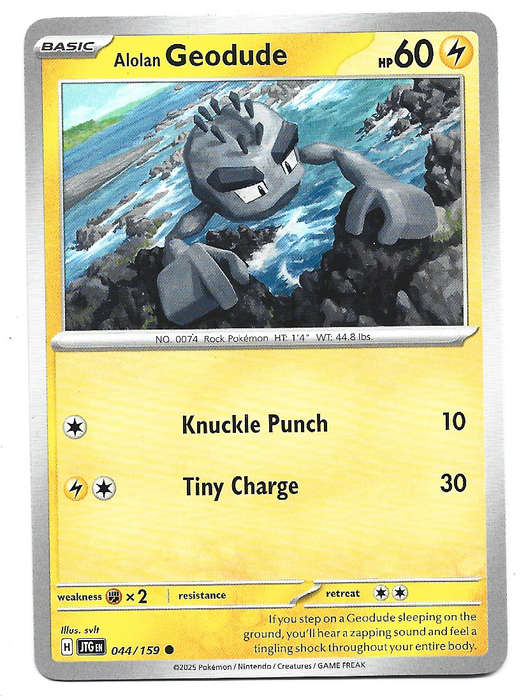 ALOLAN GEODUDE - COMMON  44/159 POKEMON TCG JOURNEY TOGETHER TRADING CARD