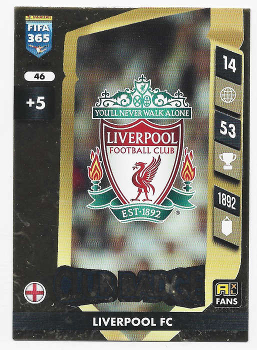 LIVERPOOL FC - PANINI FIFA 365 COLLECTION 2025 - FOIL "CLUB BADGE" TRADING CARD 46