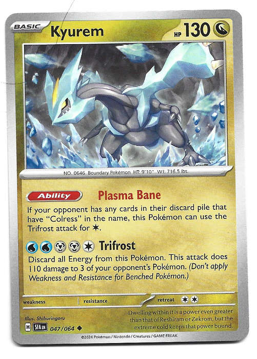 POKEMON CARD - KYUREM  47/64 Common Shrouded Fable Trading Card - Mint