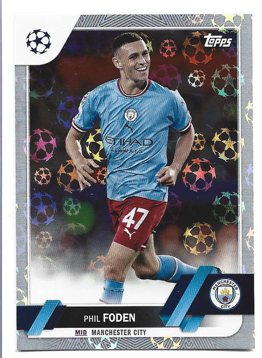 PHIL FODEN - TOPPS UEFA Champ League 2023 - SILVER FOIL TRADING CARD 47