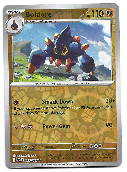 BOLDORE - REVERSE HOLO  47/86 POKEMON TCG WHITE FLARE TRADING CARD