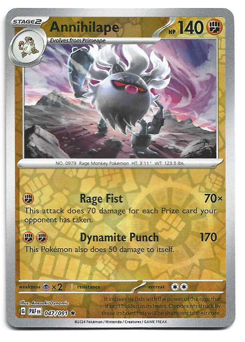 ANNIHILAPE -  REVERSE HOLO  47/91 POKEMON TCG PALDEAN FATES  TRADING CARD