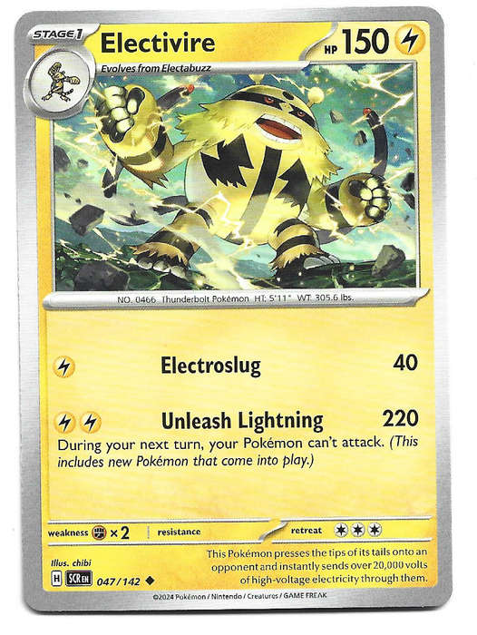 ELECTIVIRE -  COMMON  47/142 POKEMON TCG STELLAR CROWN TRADING CARD