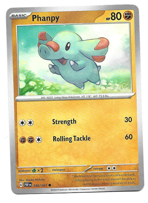 PHANPY -  COMMON  48/91 POKEMON TCG PALDEAN FATES  TRADING CARD