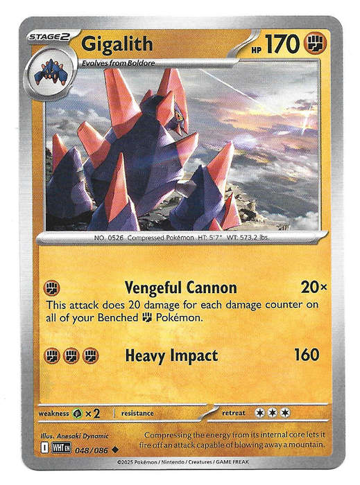 GIGALITH - UNCOMMON  48/86 POKEMON TCG WHITE FLARE TRADING CARD