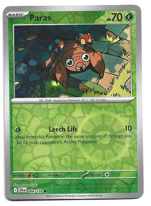 PARAS  - REVERSE HOLO  4/159 POKEMON TCG JOURNEY TOGETHER TRADING CARD