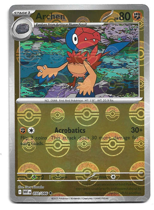 ARCHEN - POKE BALL HOLO  50/86 POKEMON TCG WHITE FLARE TRADING CARD