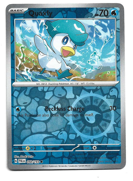 QUAXLY -  REVERSE HOLO  50/193 POKEMON TCG PALDEA EVOLVED TRADING CARD