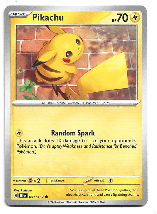 PIKACHU - COMMON  51/162 POKEMON TCG TEMPORAL FORCES TRADING CARD