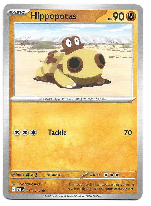 HIPPOPOTAS - COMMON 52/131 POKEMON TCG PRISMATIC EVOLUTIONS  TRADING CARD
